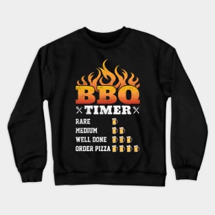 Funny BBQ Timer - BBQ and Beer Lovers | Distressed Style Crewneck Sweatshirt